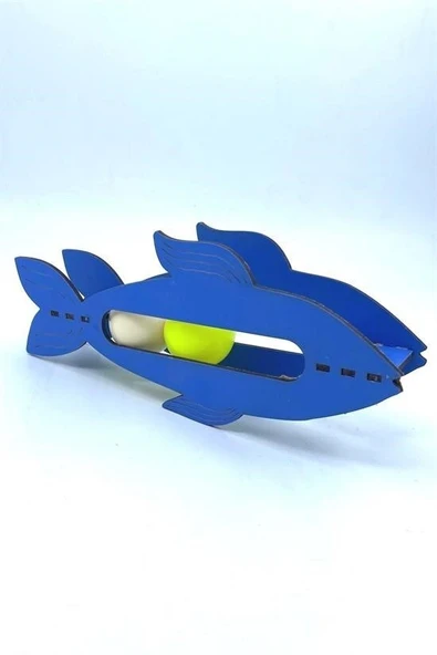 Kediler İçin Ahşap 2 Toplu Eğimli  Sevimli Balık Şeklinde Eğitim Amaçlı Oyuncak - Resim 8