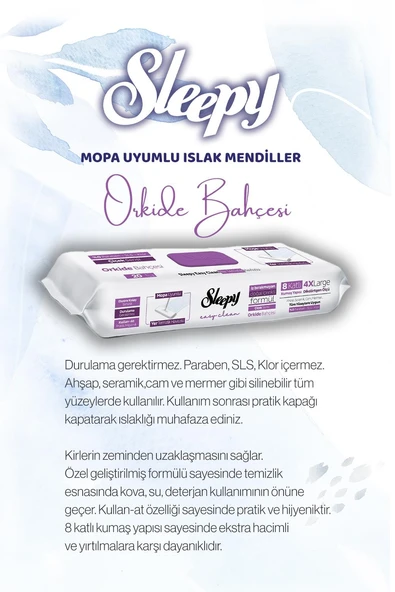 Sleepy 20'li Orkide Bahçesi Mopa uyumlu ve Mop Seti, Rosie Hediyeli - Resim 4