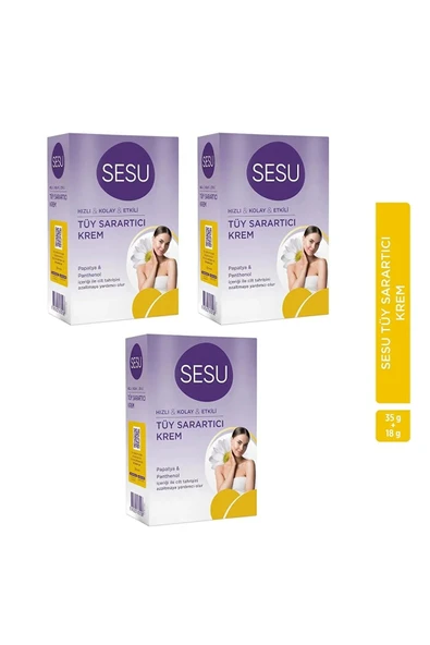 Sesu Tüy Sarartıcı Krem 18 gr + 35 gr X 3 Adet