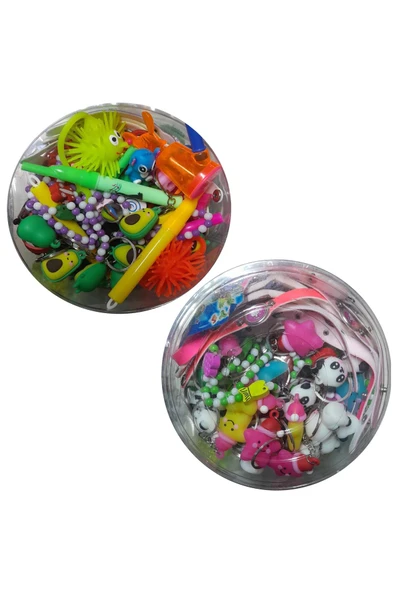 MyClean Kız Çocuklar İçin Karışık Oyuncak Set Bileklik Anahtarlık Kolye Küp 50 Parça 1 Kutu