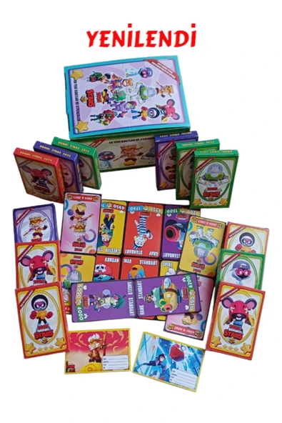 BRAWL Stars 12 Mini Kutu (72 KART 12 ADET STICKER TOPLAM 84 ADETLİ OYUN KARTI)