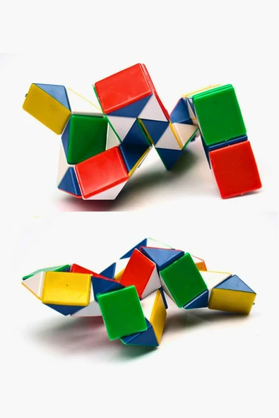BAMTEBİ Renkli Yılan Kare Puzzle Eğitici Magic Küp Bükülebilen Şekillendirilen Yılan Zeka Küpü Yapboz Puzzle - 5