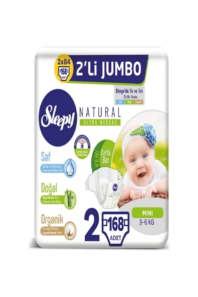 Sleepy Natural Bebek Bezi Ikili Jumbo 2 No 42 X 2 X 2 (168 Adet)