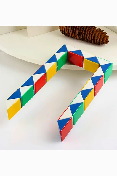 BAMTEBİ Renkli Yılan Kare Puzzle Eğitici Magic Küp Bükülebilen Şekillendirilen Yılan Zeka Küpü Yapboz Puzzle - 6