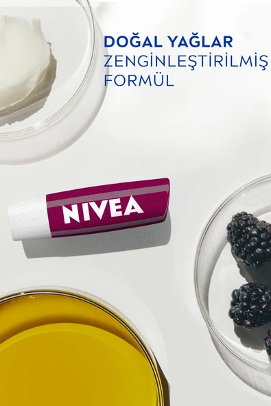 NIVEA Böğürtlen Renkli Dudak Bakım Kremi 4.8gr, Nemlendirici, Hafif Bordo Işıltı, Dudak Parlatıcısı - 4