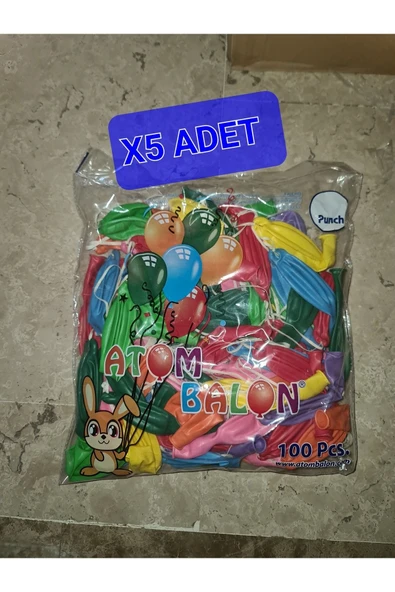 Atom 5 Paket Punch Lastikli Balon 500 Adet