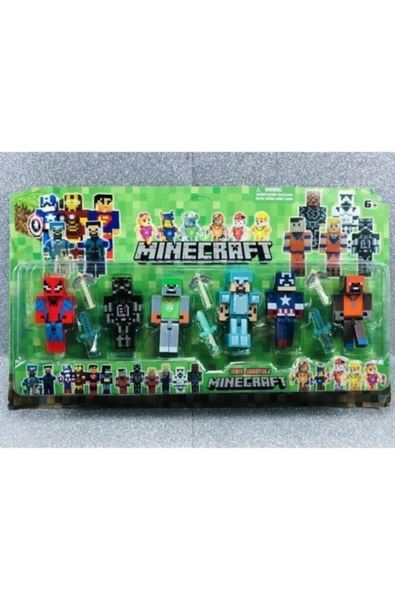 MINECRAFT Spiderman Kaptan Amerika Paw Patrol 12 Parça Oyuncak