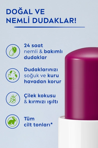 NIVEA Böğürtlen Renkli Dudak Bakım Kremi 4.8gr, Nemlendirici, Hafif Bordo Işıltı, Dudak Parlatıcısı - 2