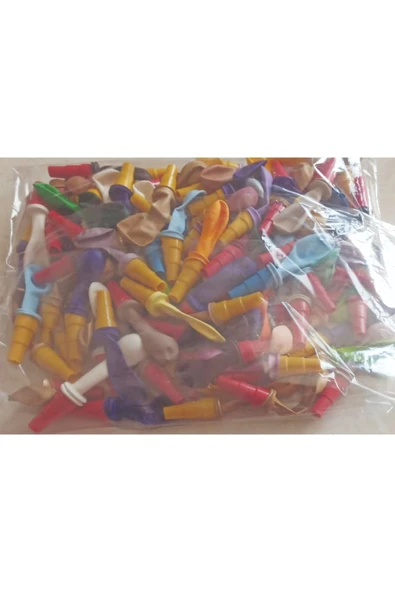 Balon Düdüklü Balon 100 Adet Öten Düdük 100 Adet Renkli Balon - 2