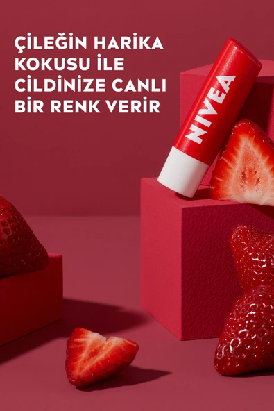 NIVEA Çilek Dudak Bakım Kremi  4,8 gr, Nemlendirici,Parlatıcı,Çilek Kokusu,Hafif Kırmızı Işıltı - 5