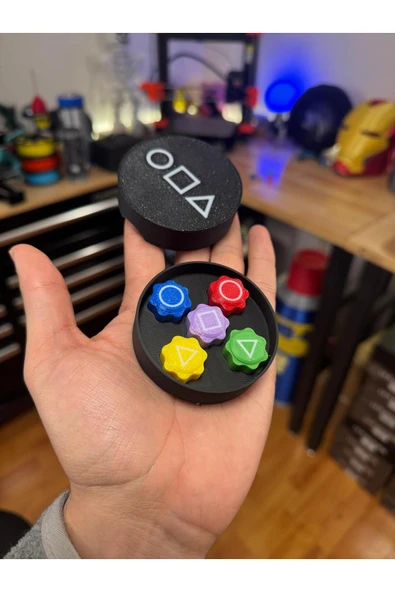 Yerli Squid Game Oyun 5 Taş ( Beş Taş ) Seti Renkli Taş Gonggi Kumlu - Kutulu Versiyon