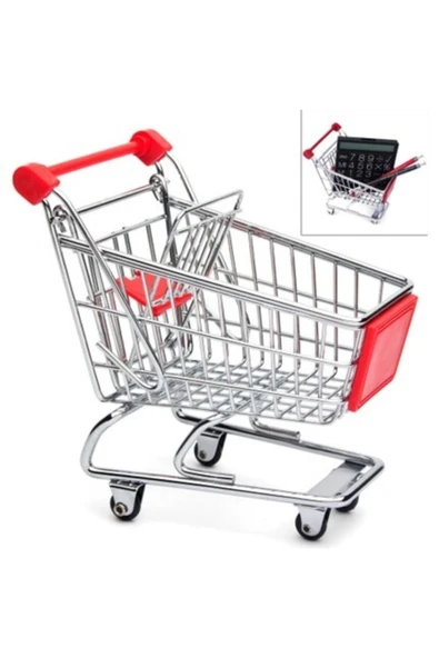 AsPazar Unisex Renkli Minyatür Market Arabası Kalemlik