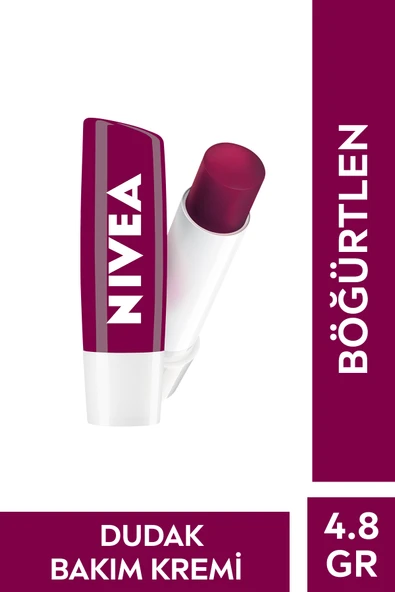 NIVEA Böğürtlen Renkli Dudak Bakım Kremi 4.8gr, Nemlendirici, Hafif Bordo Işıltı, Dudak Parlatıcısı