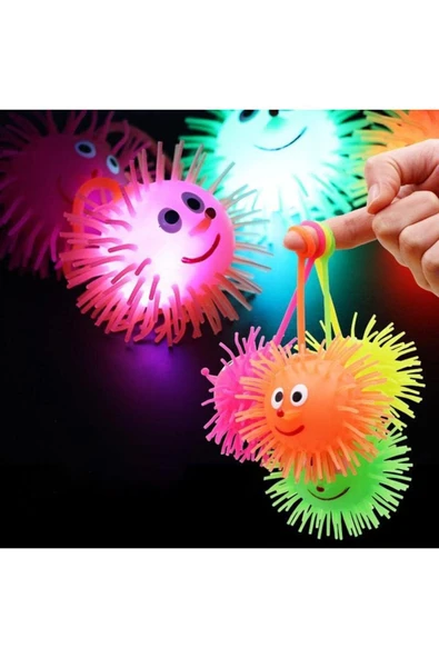 ADATOPTAN Dikenli Işıklı Top Stres Giderici Uyarıcı Oyuncak Kirpi El Egzersiz Duyu Topu Büyük Boy