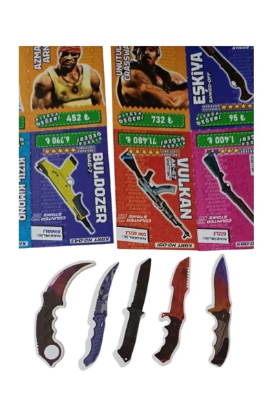Toys Counter Strıke-2 48 Mini Kutu Oyun Kartları(Her Kutuda 4 Adet Kart ve Eva Bıçak Figürleri Hediye) - 3
