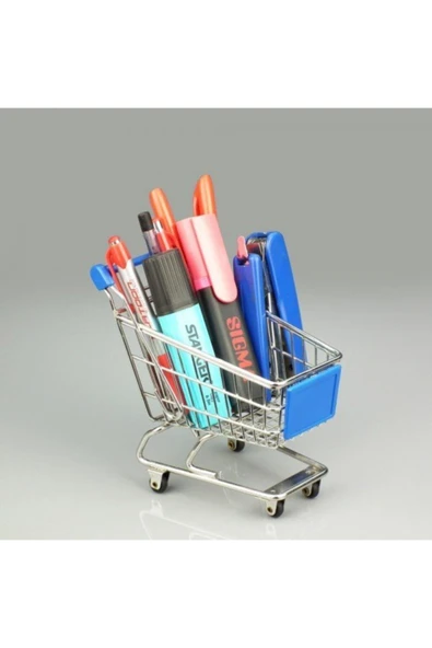 AsPazar Unisex Renkli Minyatür Market Arabası Kalemlik - 2