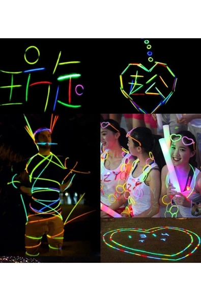 Glow Stick Parti Bilekliği Kolye Neon Işık Doğum Günü Partisi Cadılar Bayramı Halloween Düğün Floresan Sticks - 3