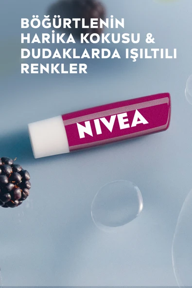 NIVEA Böğürtlen Renkli Dudak Bakım Kremi 4.8gr, Nemlendirici, Hafif Bordo Işıltı, Dudak Parlatıcısı - 3