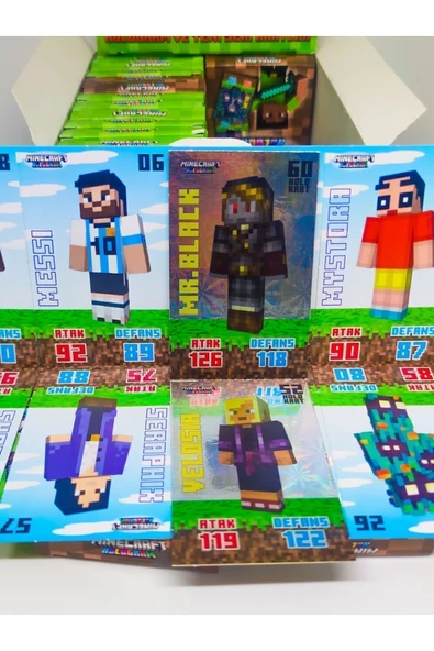paraply Minecraft Full kutu 24 mini kutu Hologramlı Minecraft karakterli kartlar