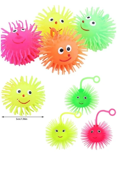 ADATOPTAN Dikenli Işıklı Top Stres Giderici Uyarıcı Oyuncak Kirpi El Egzersiz Duyu Topu Büyük Boy - 4