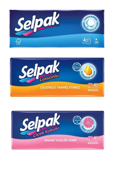 Selpak Mendil 3 'lü Set (KLASİK-LOSYON-PARFÜM)1*3 (30 ADET 1'LU MENDİL) - 1