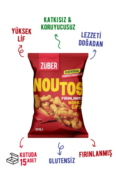 Züber Noutos Fırınlanmış Nohut Cipsi Chili 55g X 12 Paket - 2