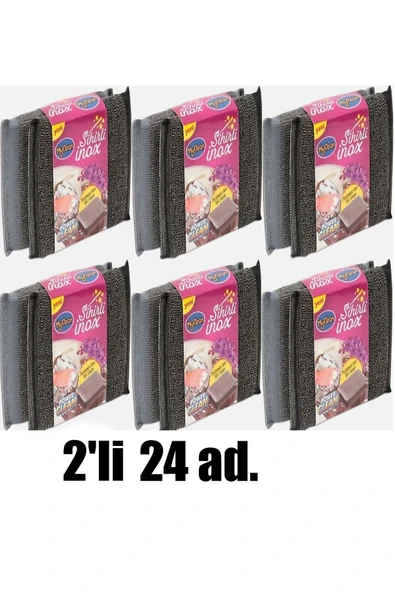 MyClean 2li 24 Çift power Master Inox Paslanmaz Çelik Işlemeli Magic Force Bulaşık Süngeri - 2