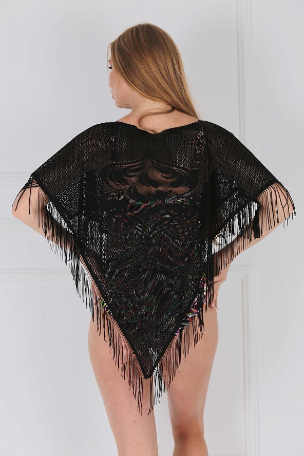 Siyah Şal Pareo Panço Modeli - 2