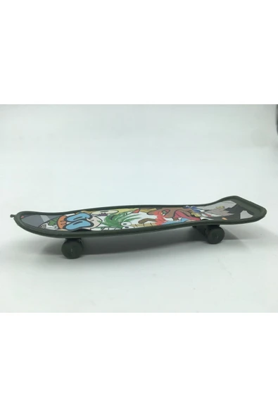 Ermap Skateboard Parmak Kaykay 4lü Baskılı Set Siyah Plastik Tek Ebat - 4