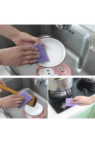 seyithaliloğlu ( 3 Adet ) Bulaşık Ovma Süngeri 6' Lı Paket Metalik Bulaşık Teli, Telli Sünger - 3