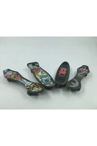 Ermap Skateboard Parmak Kaykay 4lü Baskılı Set Siyah Plastik Tek Ebat - 3