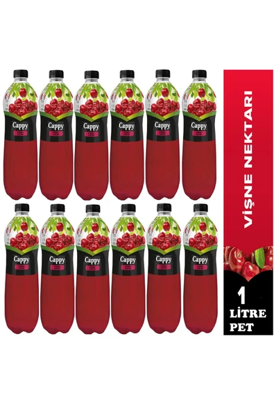 Cappy Vişne Suyu 1 Litre Pet Şişe 12 Adet Yenilenen Tat Mükemmel Lezzet 12 Adet