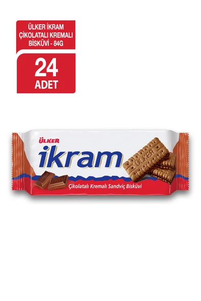 Ülker İkram Çikolata Kremalı Sandviç Bisküvi 84 Gr (24 Adet)