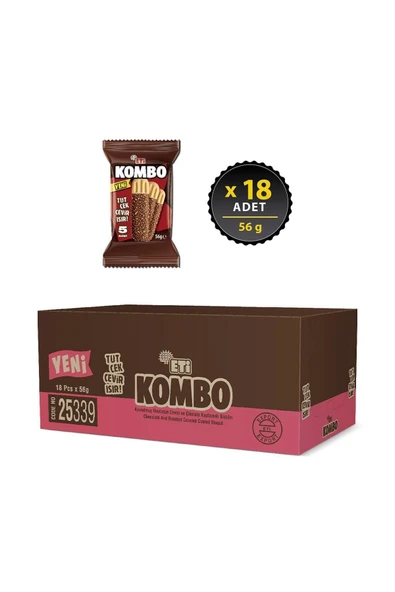 Eti Kombo Hindistan Cevizi ve Çikolata Kaplamalı Bisküvi 56 g x 18 Adet - 2