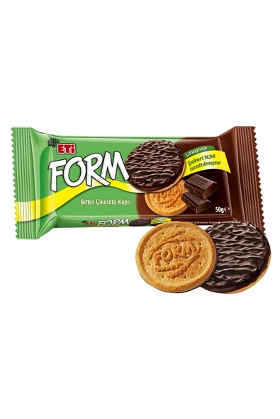 Eti Form Bitter Çikolata Kaplı Lifli Bisküvi 50 g x 24 Adet - 3