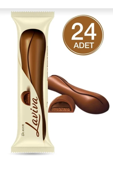 Ülker Kakaolu Bisküvi ve Yoğun Bitter Çikolata Dolgulu Sütlü Çikolata Kaplamalı Laviva 35 Gram x (24 Adet) - 3
