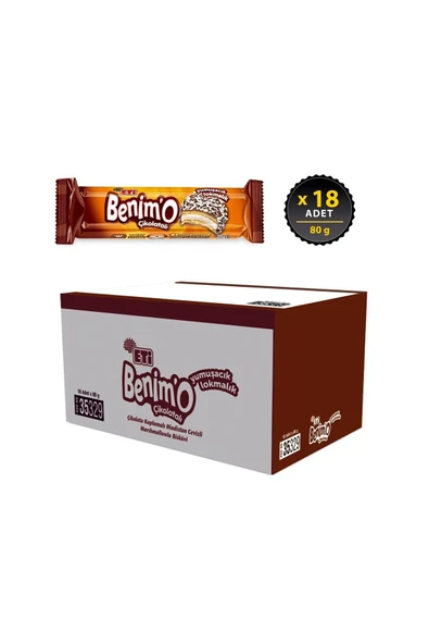 Eti Benimo Çikolata Kaplı Hindistan Cevizli Bisküvi 80 Gr. X 18 Adet