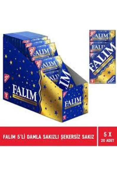 Falım Damla Sakız Aromalı Şekersiz Sakız Multipack (7G*5 Adet) *20 Adet