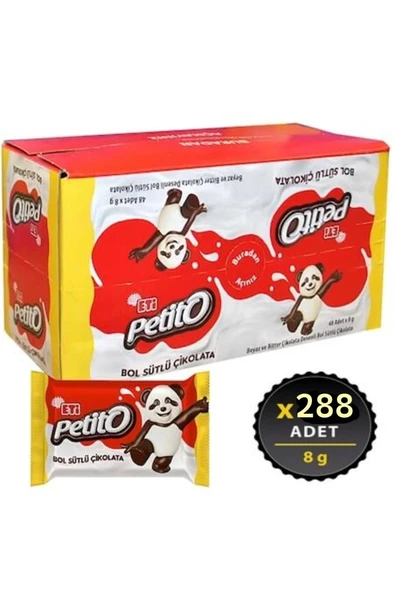 Eti Petito 6 * 48 Adet Toplam 288 Adet Ayıcık Çikolata Bol Sütlü 1 koli