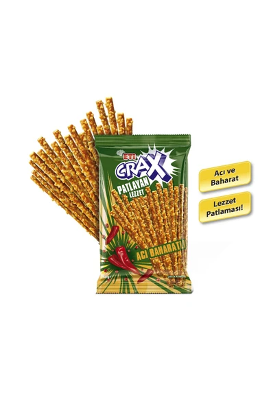 Eti Crax Patlayan Lezzet Acı Baharatlı Çubuk Kraker 50 g x 18 Adet - 3