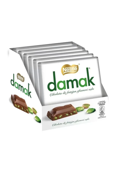 Nestle Damak Antep Fıstıklı Kare Çikolata 60G x 6 Lı - 2