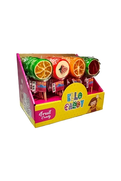 ELLO CANDY 20 Adet Meyveli Lolipop Renkli Şekerleme Polonya Şekeri 25gr - 1