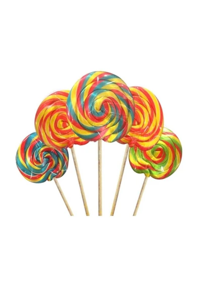 candy fox Çubuklu Lolipop Sosyete Şekeri Gökkuşağı 6 Adet - 1