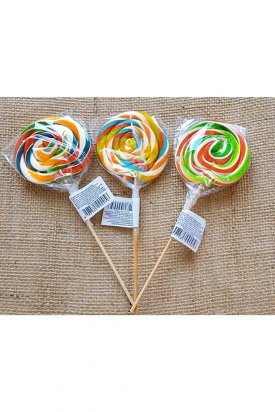 Tadiyus Sosyete Lolipop Şeker 20 Adet 22 gr ( /- 2 Gr) Rengarenk Karışık Meyve Aromalı Ahşap Saplı - 2