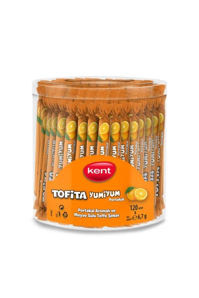 KENT Tofita Yumi Portakal Aromalı Şekerleme 120'li Kavanoz - 2 Adet - 2