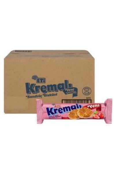 Eti Çilek Kremalı Sandviç Bisküvi 77 Gr. X 24 Adet