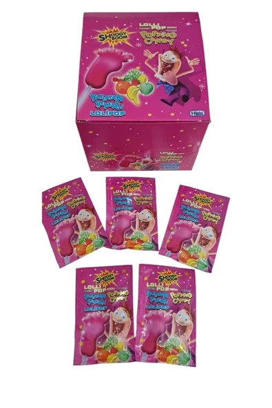 Hleks Shoogy Boom Patlayan Şekerli Ayak Lolipop Çilek 5 Adet - 1