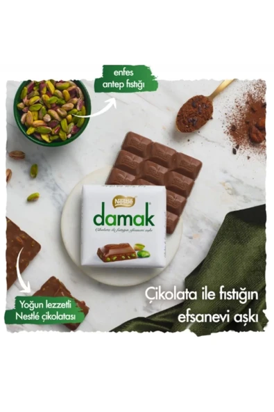 Nestle Damak Antep Fıstıklı Kare Çikolata 60G x 6 Lı - 3