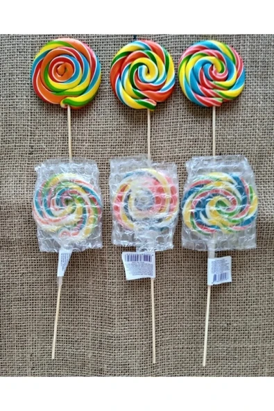 Tadiyus Sosyete Lolipop Şeker 20 Adet 22 gr ( /- 2 Gr) Rengarenk Karışık Meyve Aromalı Ahşap Saplı - 1