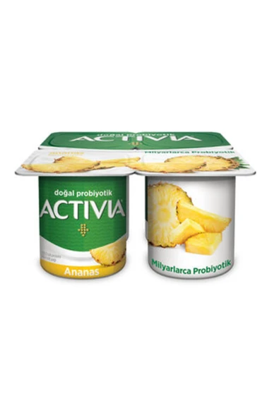 Activia Doğal Probiyotik Ananaslı Yoğurt 4x10g ( Çilekli 4 * 10 gram Hediye )
